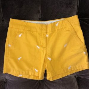 J Crew yellow elephant shorts